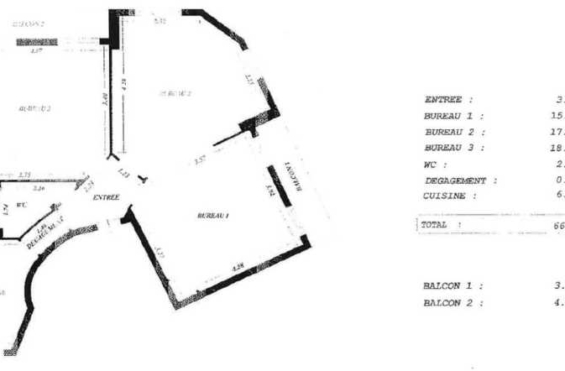 A LOUER Bureaux 66m2 ref 1454055-0L