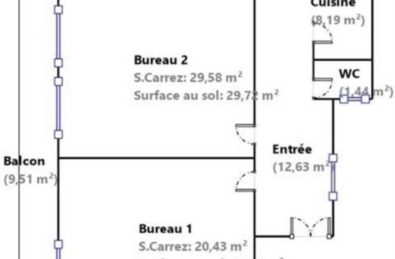 A LOUER Bureaux 72m2 ref 1238604-0L