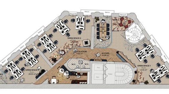 A LOUER Bureaux 928m2 ref 1462089-0L